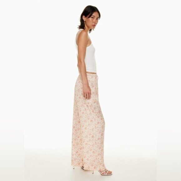 Aritzia Wilfred Toccata Satin Pant wide leg pull on floral exclusive print Large - Picture 3 of 15